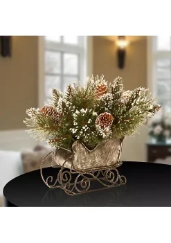 Flash Sale 🥰 National Tree 10" Silver and Green Pine Sleigh Unlit Tabletop 🎁 Christmas Decor 😍 -Cheap Waverly® Store Belk 2149