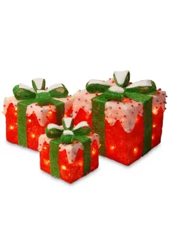 Best reviews of ๐ National Tree Set of 3 Red and Green Pre-Lit Gift Boxes ๐ Christmas Decor 11.75" ๐งจ