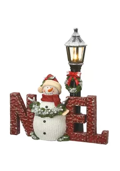 Best Sale ⭐ National Tree 12" Red and White LED Lighted Snowman with Lamppost 🎄 Christmas Tabletop Decor 👍