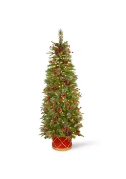Best deal 🤩 National Tree 6' Pre-Lit Pencil Colonial Pine Artificial Half Wall 🔔 Christmas Tree - Clear Lights 😉