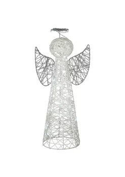 Best Sale 🛒 National Tree 24" Pre-Lit White and Silver Angel Cone 🔔 Christmas Tree 🧨