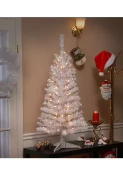 Brand new 🔔 National Tree 4' Pre-Lit Medium Iridescent White Tinsel Artificial 🎄 Christmas Tree - Clear Lights ⌛ -Cheap Waverly® Store Belk 2275