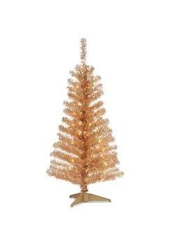 Top 10 🎉 National Tree 4' Pre-Lit Slim Champagne Gold Tinsel Artificial 🎄 Christmas Tree - Clear Lights 😀