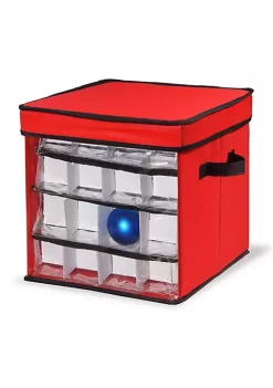Buy 🛒 National Tree 12" Red and Black Four Tray ❄ Christmas Ornament Storage Box 🔔 -Cheap Waverly® Store Belk 2286