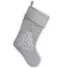 New 🧨 National Tree 19" Gray and Silver Embroidered Tree 🎅 Christmas Stockings 🎁