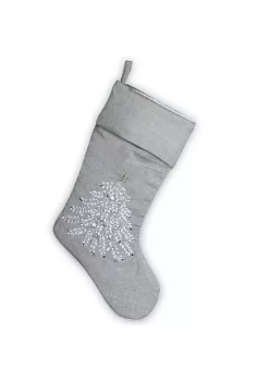 New 🧨 National Tree 19" Gray and Silver Embroidered Tree 🎅 Christmas Stockings 🎁 -Cheap Waverly® Store Belk 2301