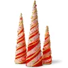 Best Sale 😉 National Tree Set of 3 Red and Beige Pre-Lit Cones 🎄 Christmas Decor 39.25" ✔️