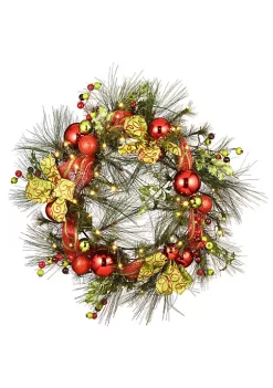 Brand new 🎁 National Tree 30" Pre-Lit LED Ornament Battery Operated Artificial 🎁 Christmas Wreath - White Lights ⌛ -Cheap Waverly® Store Belk 2327