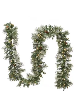 Top 10 🌟 National Tree 9' x 10" Pre-Lit Pine Cones and Glitter Embellished Artificial 🎁 Christmas Garland - Clear Lights 😉