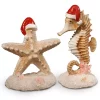 Coupon 👏 National Tree Set of 2 Brown and Red Seahorse with Starfish ❄ Christmas Tabletop Decor 7.25" ✨