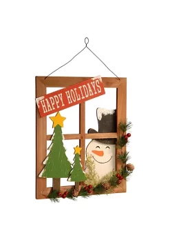 Flash Sale 🛒 National Tree Brown and White "HAPPY HOLIDAYS" Rectangular Wall Art Decor 14.75" x 13" ⭐ -Cheap Waverly® Store Belk 2381