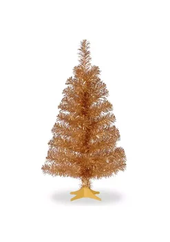 Discount ✔️ National Tree 3' Medium Champagne Gold Tinsel Artificial 🎅 Christmas Tree - Unlit 👏 -Cheap Waverly® Store Belk 2384