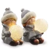 Best Pirce ✨ National Tree Set of 2 Gray and White LED Lighted Kids Tabletop Decor 5.5" 🌟