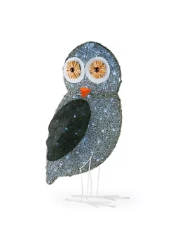 Deals ❤️ National Tree 37" Gray LED Lighted Fuzzy Owl Outdoor 🎄 Christmas Decoration ⌛