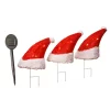 Flash Sale 🧨 National Tree Set of 3 Red and White Santa Hats with Solar Charging Battery Prelit 🎄 Christmas Garden Stakes 18" 👍