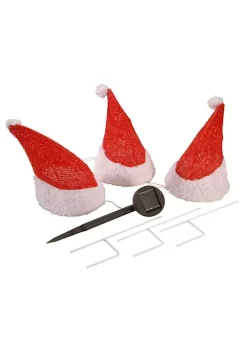Flash Sale 🧨 National Tree Set of 3 Red and White Santa Hats with Solar Charging Battery Prelit 🎄 Christmas Garden Stakes 18" 👍 -Cheap Waverly® Store Belk 2454