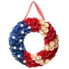 New 🎉 National Tree Blue and Red Patriotic Curls Artificial Fourth of July Wreath - 16-Inch Unlit 🥰