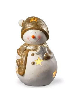 Brand new 🛒 National Tree 7.5" White and Gold LED Lighted Snowman 🔔 Christmas Tabletop Decor (Pack of 2) ⭐