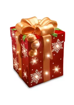 Best deal 😀 National Tree 21.25" Pre-Lit Red and Gold Gift Box 🔔 Christmas Outdoor Decor 🛒