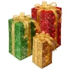 Deals 💯 National Tree Set of 3 Red and Green Gift Box with Clear Lights 18" 👏
