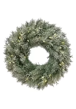 New ✨ National Tree 24" Pre-Lit LED Snowy Stonington Fir Artificial 🎄 Christmas Wreath - Warm White Lights ✨ -Cheap Waverly® Store Belk 2529