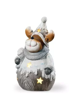 Best Sale 🔔 National Tree 20.25" Gray and Brown LED Lighted Moose ❄ Christmas Tabletop Decor 😉