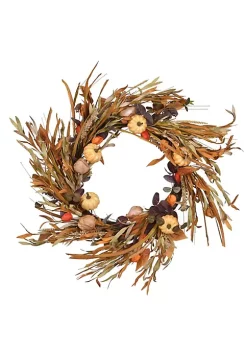 New ✔️ National Tree Orange and Brown Harvest Themed Artificial Autumn Wreath - 24-Inch Unlit ⌛ -Cheap Waverly® Store Belk 2572