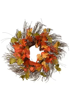 Deals 🌟 National Tree Orange and Green Maple Leaves Artificial Autumn Wreath - 26-Inch Unlit 🔥 -Cheap Waverly® Store Belk 2584