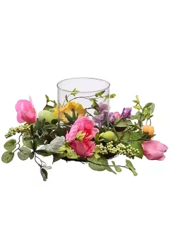 Cheapest ✔️ National Tree 16" Green and Pink Artificial Flowers Easter Pillar Candle Holder ✔️ -Cheap Waverly® Store Belk 2592