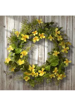 Budget 💯 National Tree Yellow and Green Cosmos Flowers Artificial Wreath - 22-Inch Unlit 👏 -Cheap Waverly® Store Belk 2595