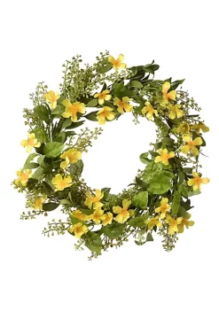 Budget 💯 National Tree Yellow and Green Cosmos Flowers Artificial Wreath - 22-Inch Unlit 👏 -Cheap Waverly® Store Belk 2596