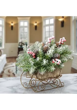 Discount ❤️ National Tree 10" Gold and Green Fir Sleigh Unlit Tabletop 🎅 Christmas Decor 💯 -Cheap Waverly® Store Belk 2619