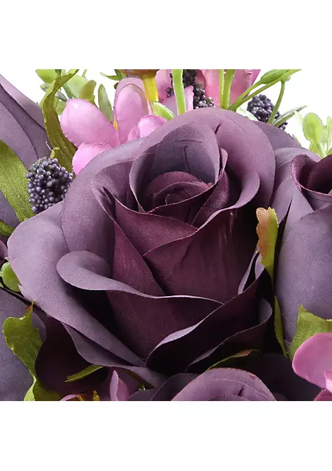 Brand new 👏 National Tree 19" Purple Artificial Large Rose Flower Bouquet 🎁 3 Brand new 👏 National Tree 19" Purple Artificial Large Rose Flower Bouquet 🎁 - Image 3