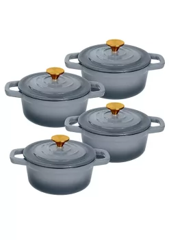 Cheap ๐ Lexi Home Cast Iron Enameled Grey Mini Cocotte with Lid - Set of 4 Cocottes โค๏ธ