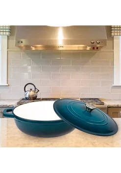 Outlet 🔔 Lexi Home Durable Cast Iron Low Pot Dutch Oven - 5QT in Blue Ombre 🤩 -Cheap Waverly® Store Belk 868