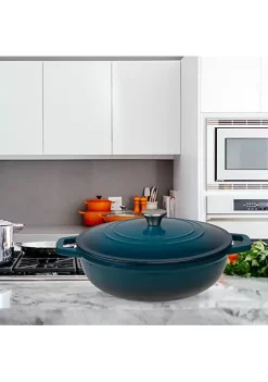 Outlet 🔔 Lexi Home Durable Cast Iron Low Pot Dutch Oven - 5QT in Blue Ombre 🤩 -Cheap Waverly® Store Belk 869
