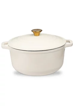 Flash Sale ⌛ Lexi Home Durable Cast Iron Dutch Oven - 6QT Casserole Pot in Cream Enamel ✨