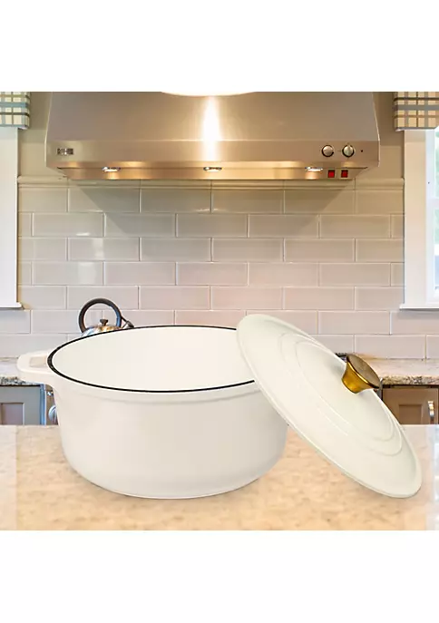 Flash Sale ⌛ Lexi Home Durable Cast Iron Dutch Oven - 6QT Casserole Pot in Cream Enamel ✨ 3 Flash Sale ⌛ Lexi Home Durable Cast Iron Dutch Oven - 6QT Casserole Pot in Cream Enamel ✨ - Image 3