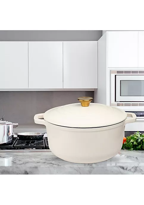 Flash Sale ⌛ Lexi Home Durable Cast Iron Dutch Oven - 6QT Casserole Pot in Cream Enamel ✨ 4 Flash Sale ⌛ Lexi Home Durable Cast Iron Dutch Oven - 6QT Casserole Pot in Cream Enamel ✨ - Image 4