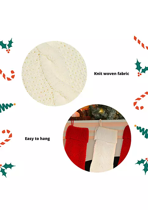 Hot Sale ๐ Lexi Home Large ๐ Christmas Holiday Stockings - Set of 4 Assorted Cable Knit Stockings โค๏ธ 4 Hot Sale ๐ Lexi Home Large ๐ Christmas Holiday Stockings - Set of 4 Assorted Cable Knit Stockings โค๏ธ - Image 4