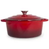 Outlet 🎁 Lexi Home Enameled Red Ombre 5 QT Cast Iron Dutch Oven 🌟