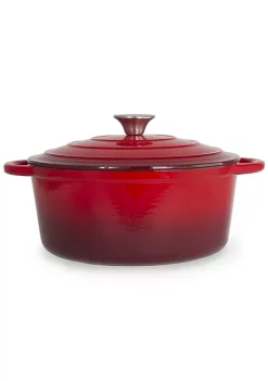 Outlet 🎁 Lexi Home Enameled Red Ombre 5 QT Cast Iron Dutch Oven 🌟