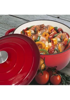 Outlet 🎁 Lexi Home Enameled Red Ombre 5 QT Cast Iron Dutch Oven 🌟 -Cheap Waverly® Store Belk 913
