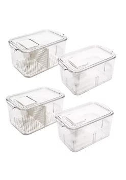 Hot Sale 🥰 Lexi Home Eco Conscious Clear Acrylic Fridge and Cabinet Vented Veggie Organizers Set of 4 🌟 -Cheap Waverly® Store Belk 945