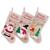 Deals ⌛ Lexi Home Large 🔔 Christmas Holiday Stockings - Set of 3 Rustic Burlap Emroidered Santa and Friends Stockings 💯