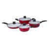 Cheapest 🔔 Lexi Home 8 Piece Thermal Conducting Aluminum Non-Stick Cookware Set - Red/White 🧨