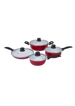 Cheapest 🔔 Lexi Home 8 Piece Thermal Conducting Aluminum Non-Stick Cookware Set - Red/White 🧨 -Cheap Waverly® Store Belk 973