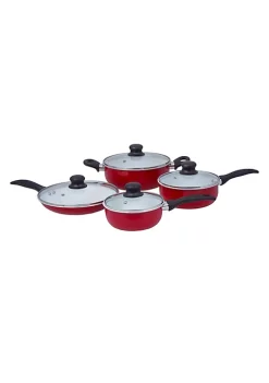Cheapest 🔔 Lexi Home 8 Piece Thermal Conducting Aluminum Non-Stick Cookware Set - Red/White 🧨 -Cheap Waverly® Store Belk 974