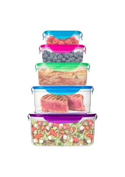 Best Sale 🌟 Lexi Home Rectangular Lock-and Seal Plastic 5 Container Food Storage Set 🤩 -Cheap Waverly® Store Belk 982