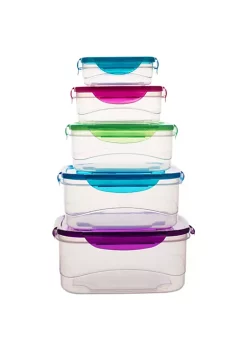Best Sale 🌟 Lexi Home Rectangular Lock-and Seal Plastic 5 Container Food Storage Set 🤩 -Cheap Waverly® Store Belk 984